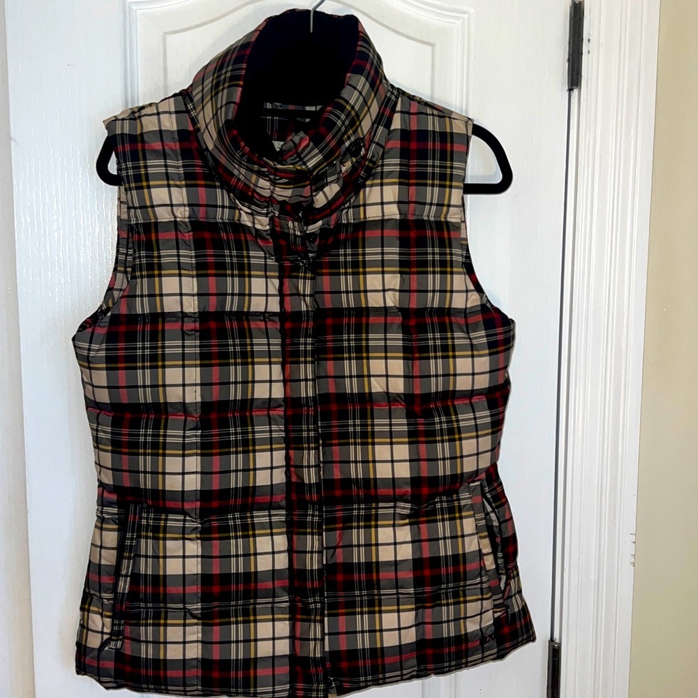 Eddie Bauer Down Vest Plaid Small  pockets Zip Snap Enclosure Cabincore Vintage - Picture 14 of 14